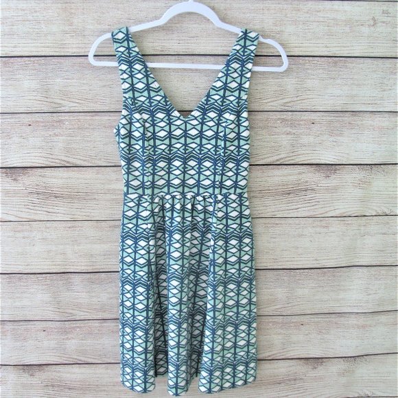 Maeve Blue/Green Geometric Cut-out dress - Picture 2 of 8